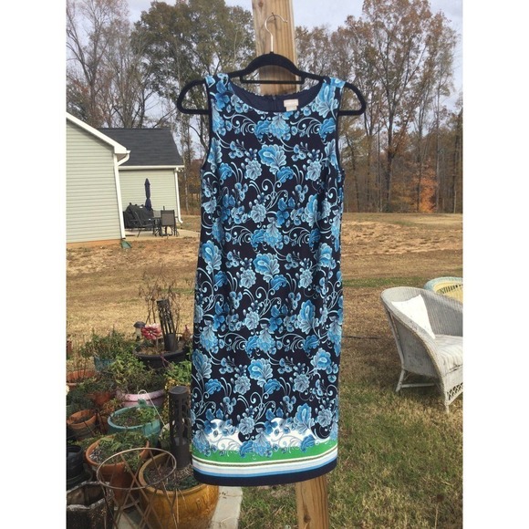 Chico's Dresses & Skirts - Chico’s womens sleeveless sheath dress size 0 small 4 blue white bright business